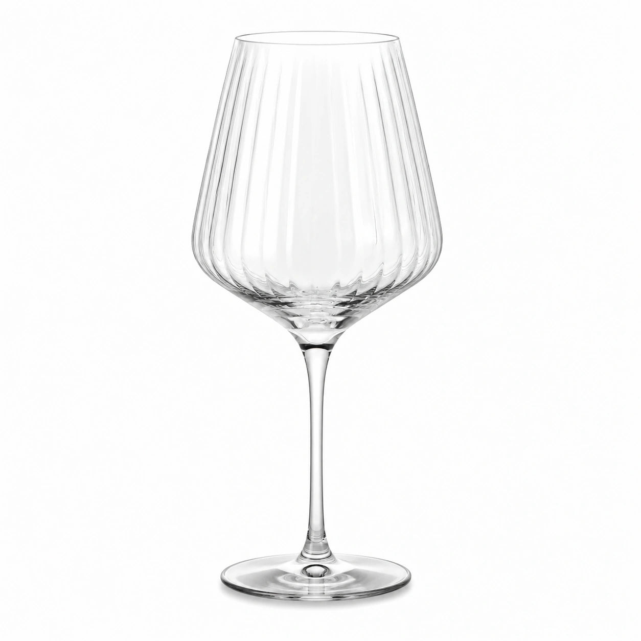 Calice da vino 500 ml in vetro trasparente - stelo lungo con texture scanalata