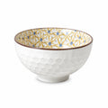 Ciotola in ceramica 15 cm bianca gialla e blu decorata per alimenti