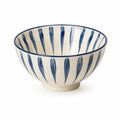 Ciotola in ceramica 2.0 L blu e avorio con motivo a foglie - 22 cm