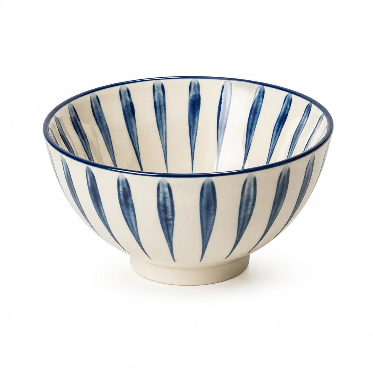 Ciotola in ceramica 2.0 L blu e avorio con motivo a foglie - 22 cm
