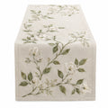 Runner da tavola 180 x 33 cm in tessuto beige ricamato floreale