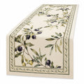 Runner da tavola 40 x 180 cm in poliestere beige con motivo olive stile botanico