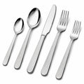 Set di posate 5 pezzi in acciaio inox argento - manici rigati per tavola