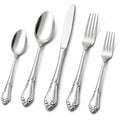 Set posate 5 pezzi in acciaio inox argento stile classico per tavola