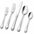 Set posate 5 pezzi in acciaio inox argento lucido stile classico