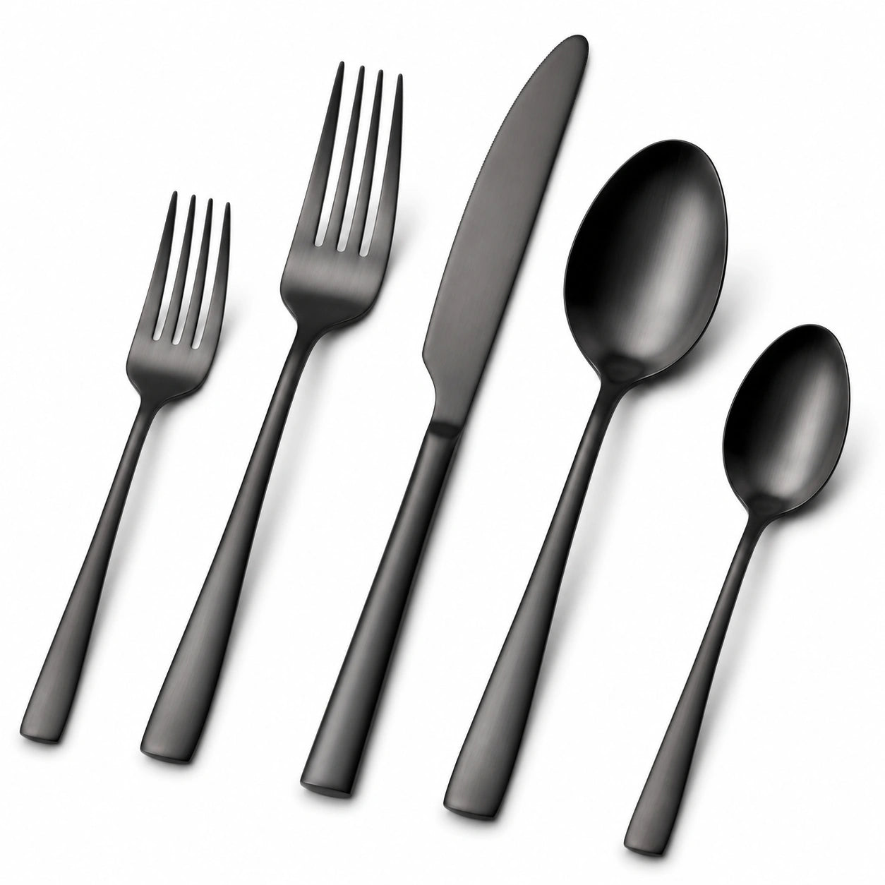 Set di posate 5 pezzi 20.5 cm in acciaio inox nero - stile moderno per tavola