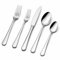 Set posate 5 pezzi 14.5-22 cm in acciaio inox argento lucido per tavola stile classico