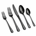Set posate 5 pezzi in acciaio inox nero per tavola