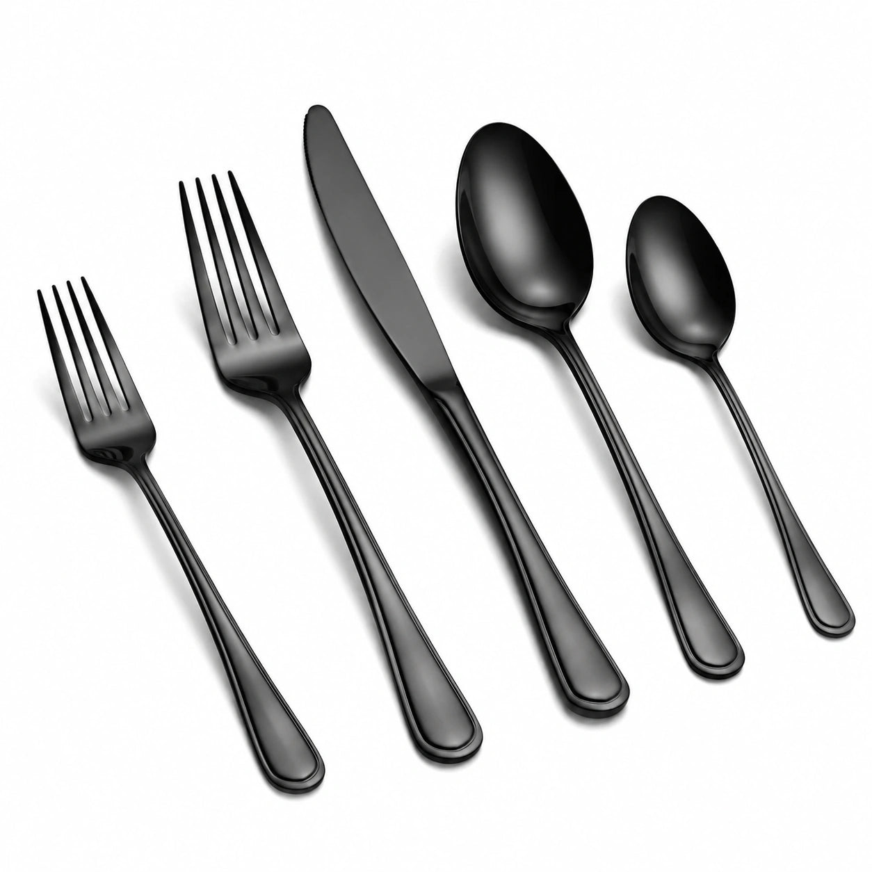 Set posate 5 pezzi in acciaio inox nero per tavola