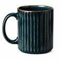 Tazza in ceramica 400 ml blu petrolio con rilievi verticali