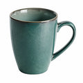 Tazza 400 ml in ceramica verde smaltata con manico stile moderno