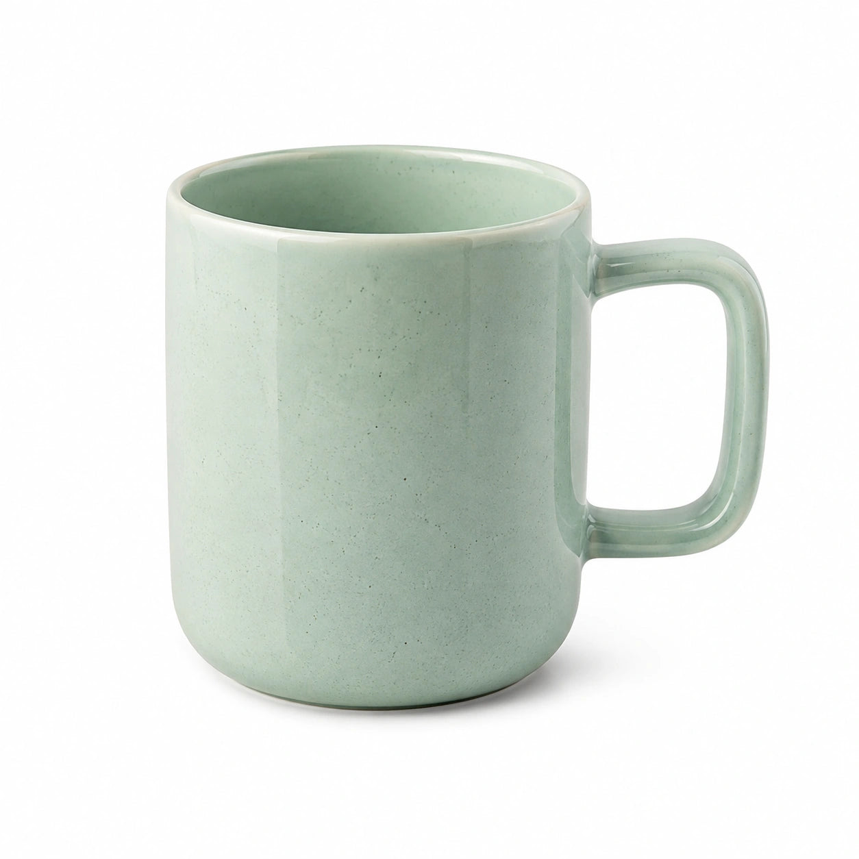 Tazza 400 ml in ceramica verde salvia - manico ampio finitura smaltata