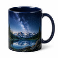 Tazza in ceramica 330 ml blu con paesaggio montano - manico per bevande calde e fredde