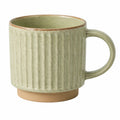 Tazza 350 ml in ceramica verde salvia con superficie scanalata