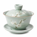 Tazza Gaiwan in ceramica 150 ml verde con fiori per tè stile tradizionale