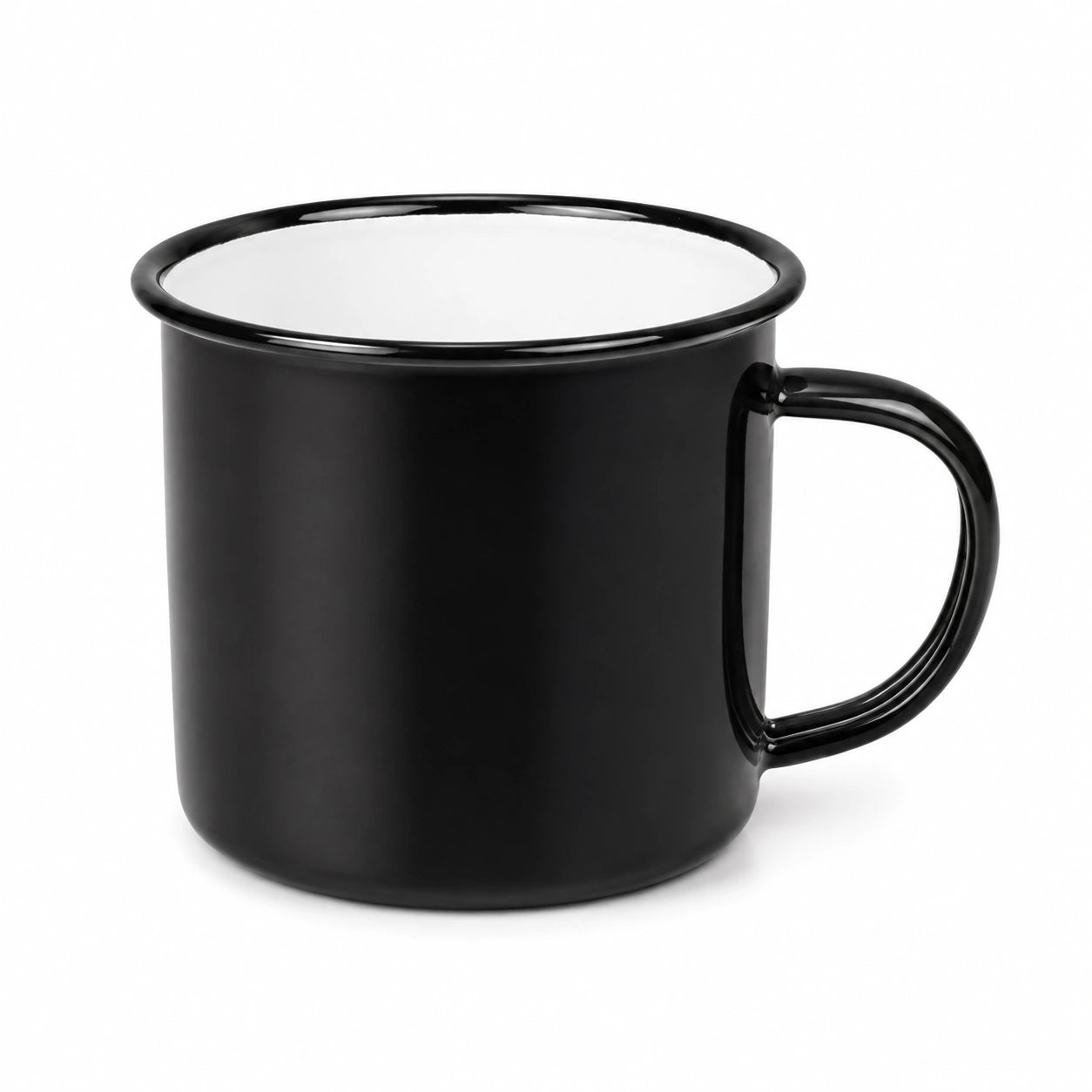 Tazza 350 ml in ceramica nera lucida con manico per bevande calde